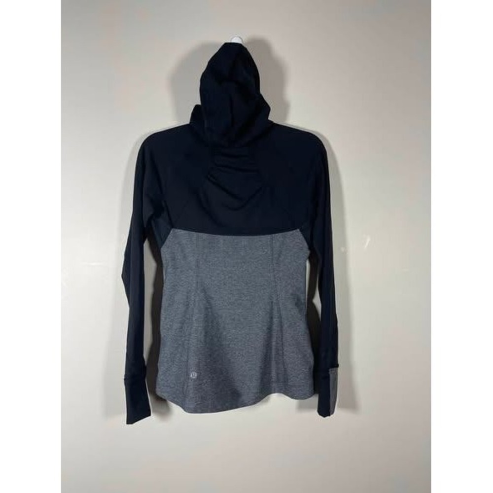 Lululemon Define Fitted Jacket Black Heathered Gray Full Zip Hood Thumbholes 4 - Picture 4 of 8
